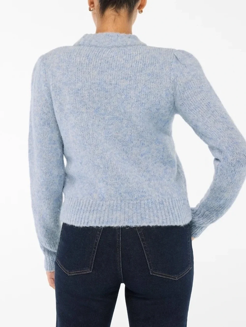 J. Crew Puff-Sleeve Alpaca Blend Crew Neck Sweater Heather Frosted Gray Size XL